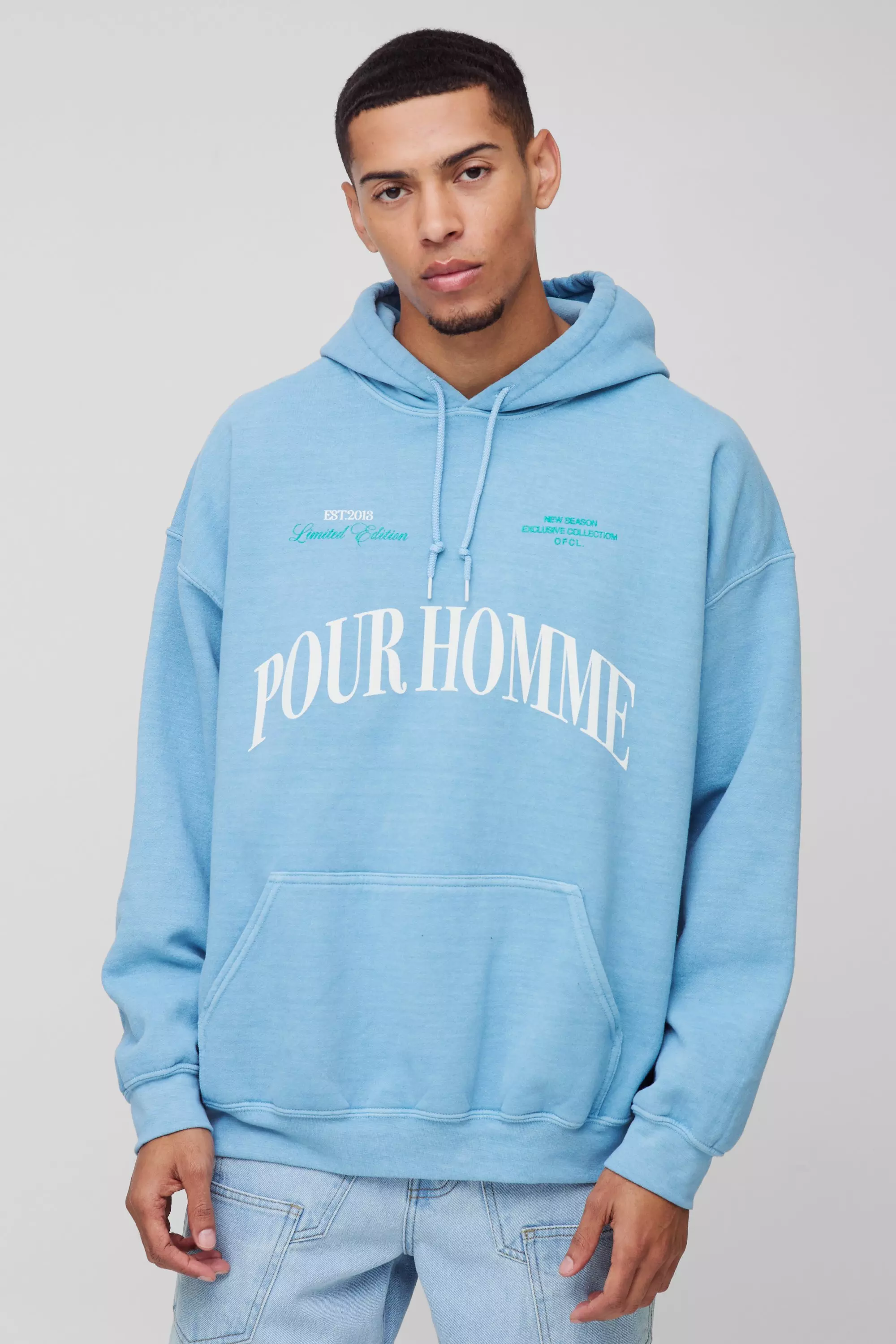 Blue boohooman hoodie hotsell